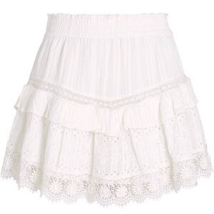 Love Shack Fancy Tanisha Eyelet Cotton Mini Skirt, size Large